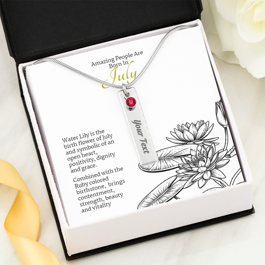 July Birth Flower & Birthstone Necklace, Personalized Necklace For Birthday Gift