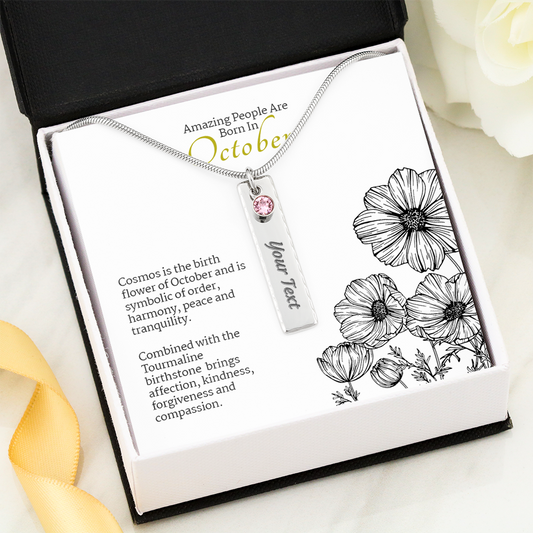 October Birth Flower & Birthstone Necklace, Personalized Necklace For Birthday Gift