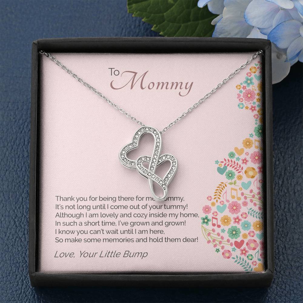 Mommy to Be, Make Some Memories. Double Heart Necklace