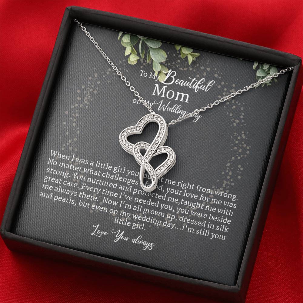 Mother Of The Bride Gift Necklace From Daughter Bride Double Heart
