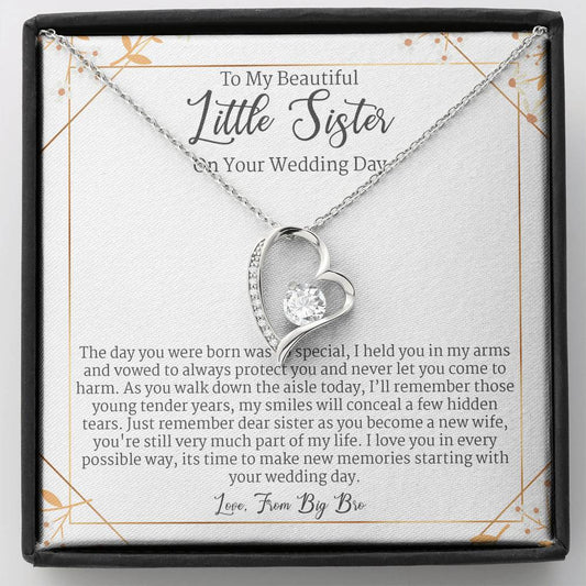 Little Sister Wedding Gift from Big Brother, Brother to Sister Wedding Gift Forever Love Necklace