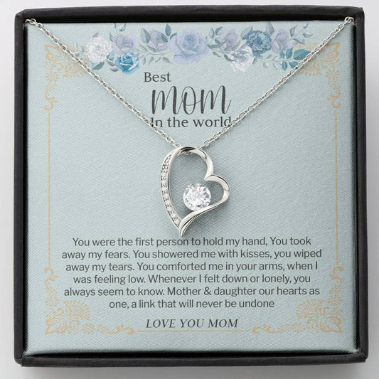 Best Mom Showered With Kisses. Heart Necklace