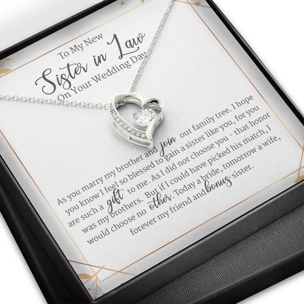 Gift for Bride from Sister in Law, Sister in Law Gifts for Wedding Day Forever Love Necklace