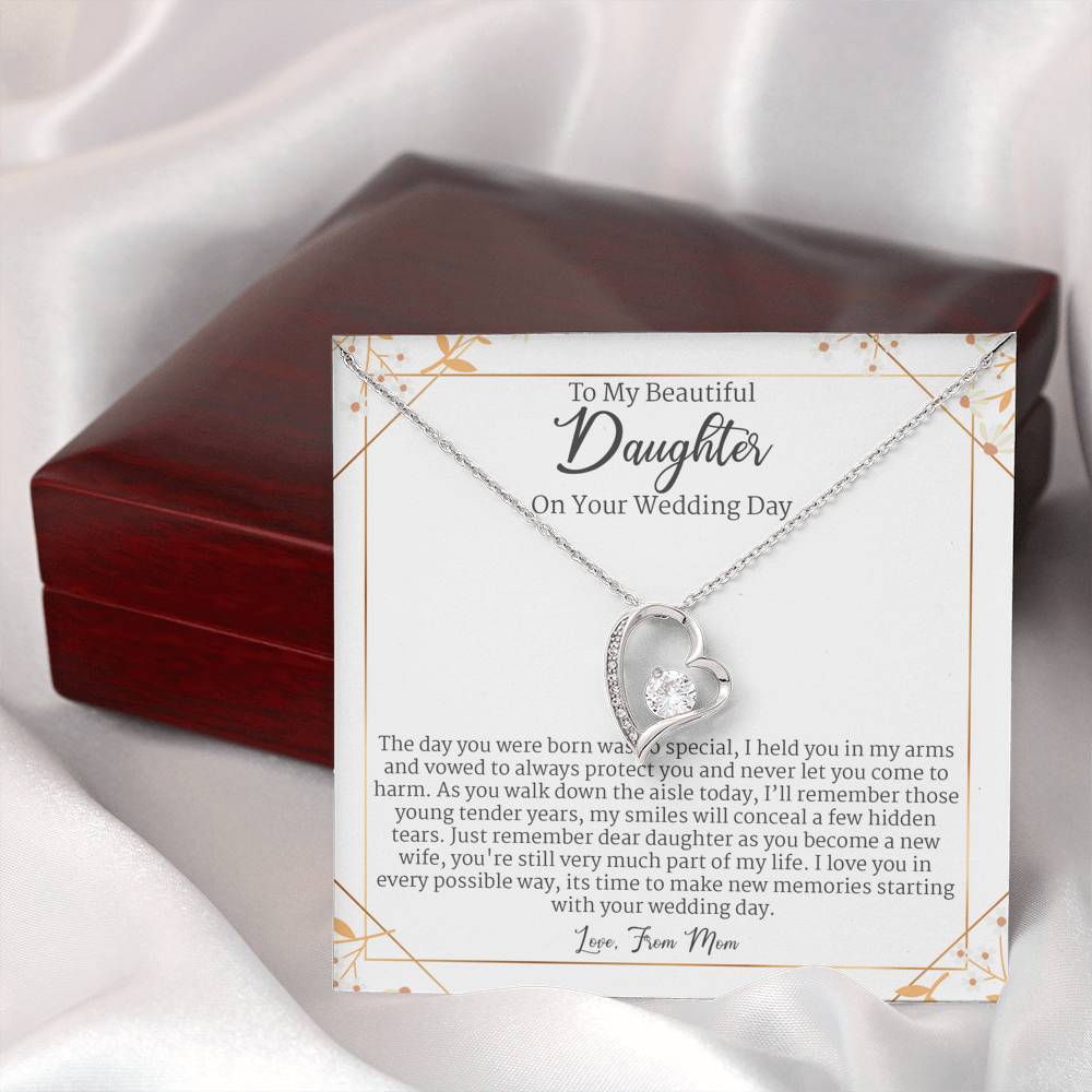 Wedding Day Keepsake From Mom To Daughter, Mother Gift To Daughter For Wedding Forever Love Necklace