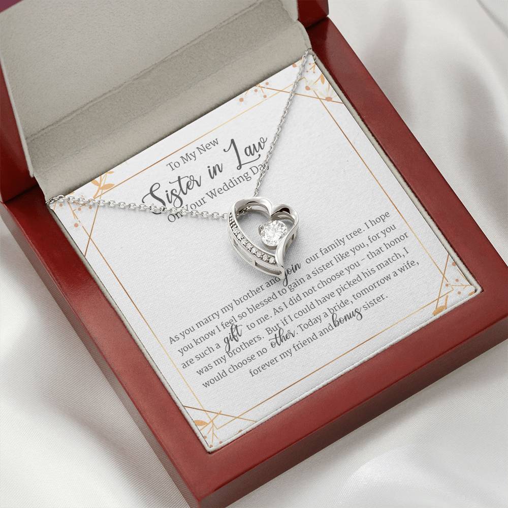 Gift for Bride from Sister in Law, Sister in Law Gifts for Wedding Day Forever Love Necklace