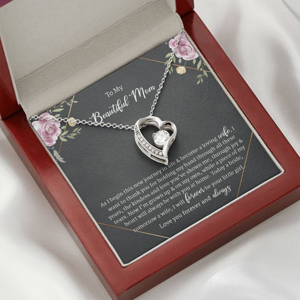 Starting New Journey In Life, Thank You Mom From Bride Forever Love Necklace