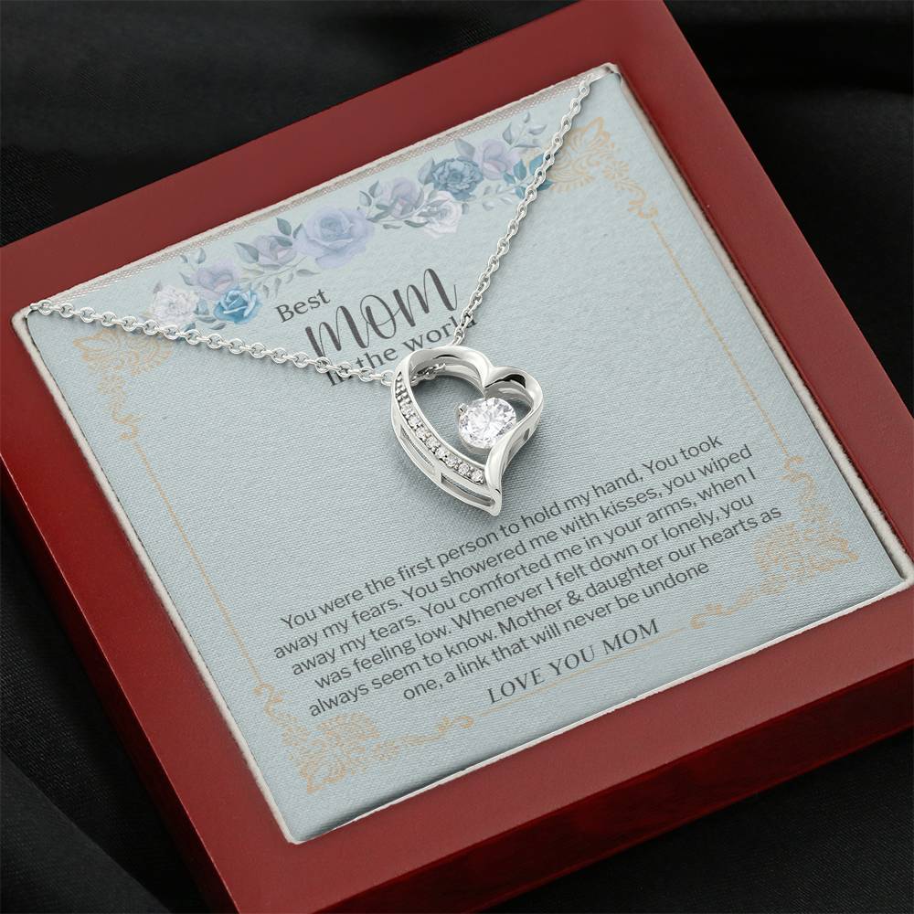 Best Mom Showered With Kisses. Heart Necklace