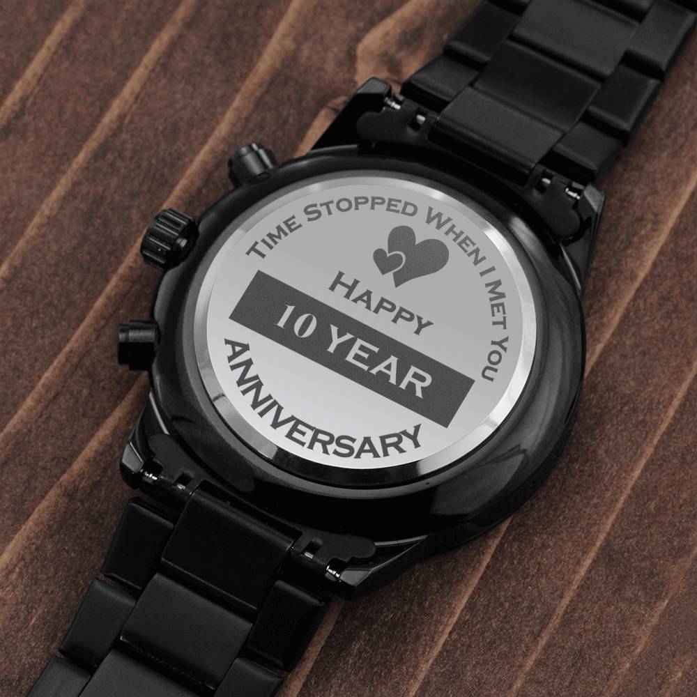 Tenth (10 Year) Anniversary Gift For Him, Boyfriend/Husband Gift, Engraved Personalized Watch