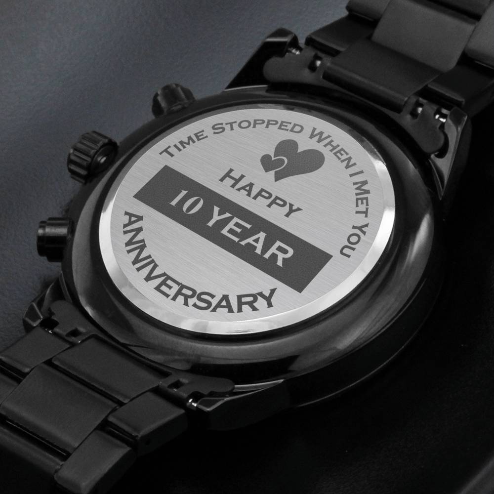 Tenth (10 Year) Anniversary Gift For Him, Boyfriend/Husband Gift, Engraved Personalized Watch