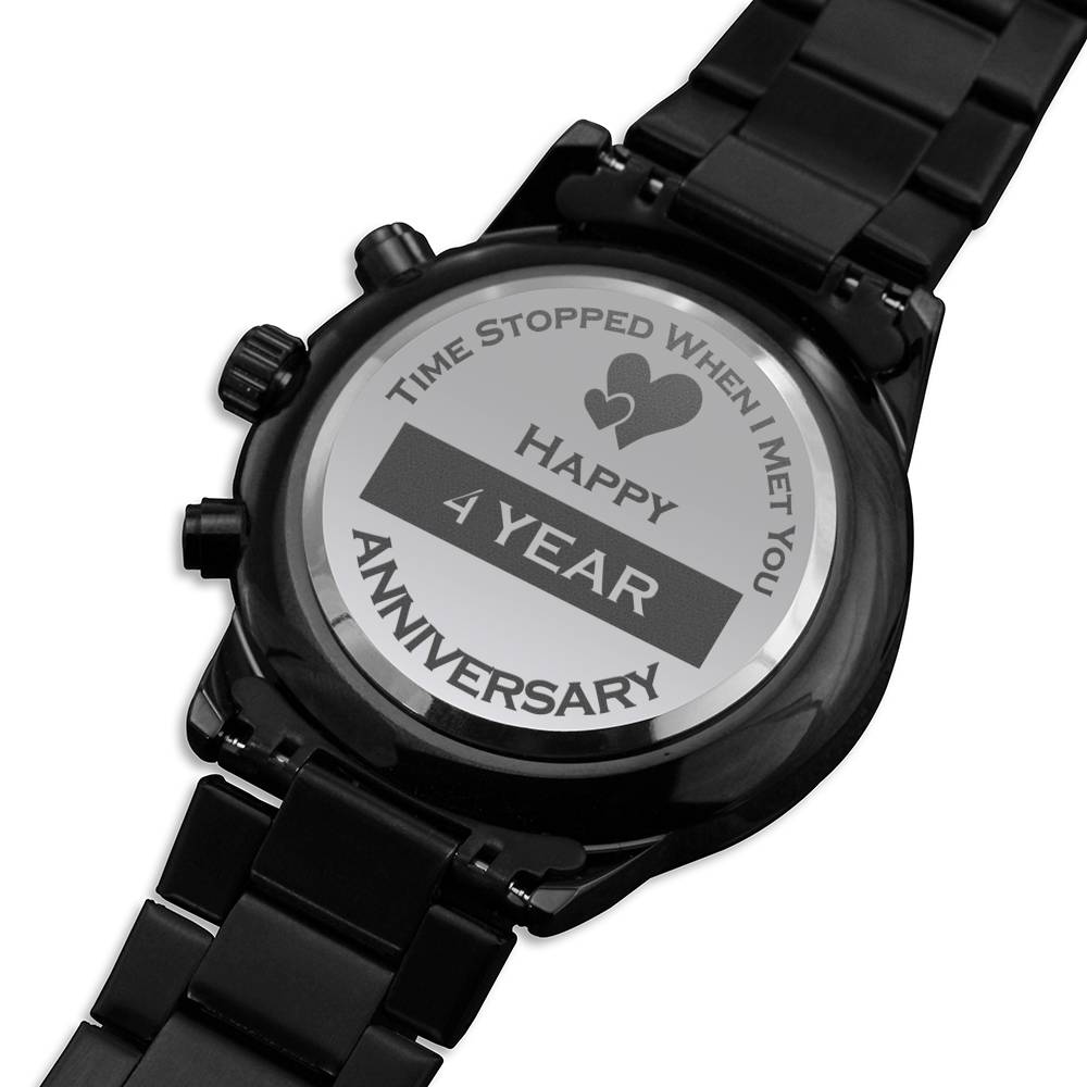 Fourth (4 Year) Anniversary Gift For Him, Boyfriend/Husband Gift, Engraved Personalized Watch