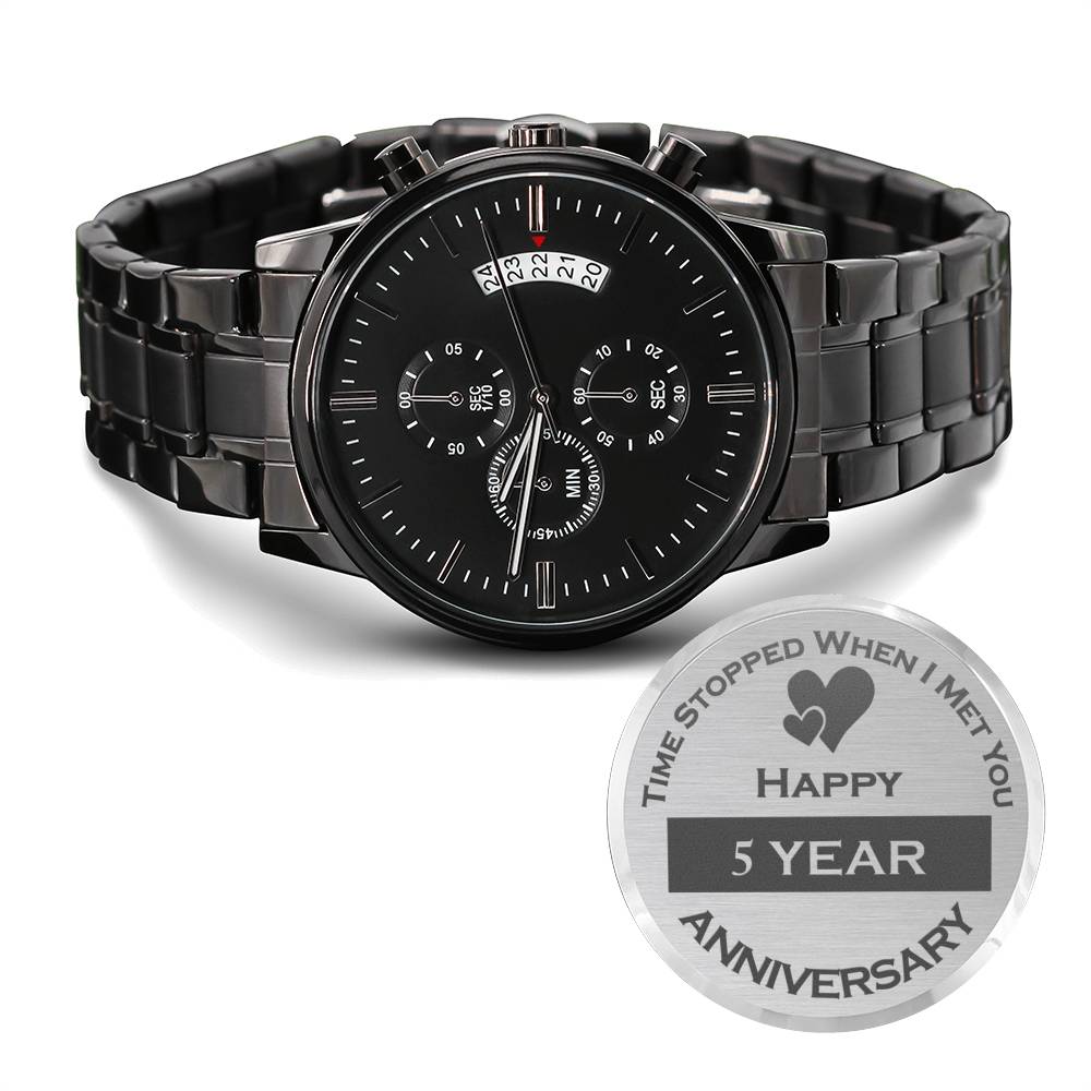Fifth (5 Year) Anniversary Gift For Him, Boyfriend/Husband Gift, Engraved Personalized Watch