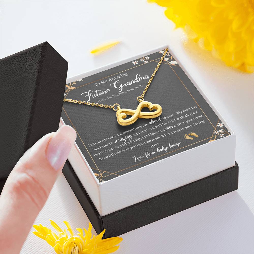 Only Best moms Get Promoted To Grandma Gift, For New Grandmother From Baby, Infinity Heart Necklace