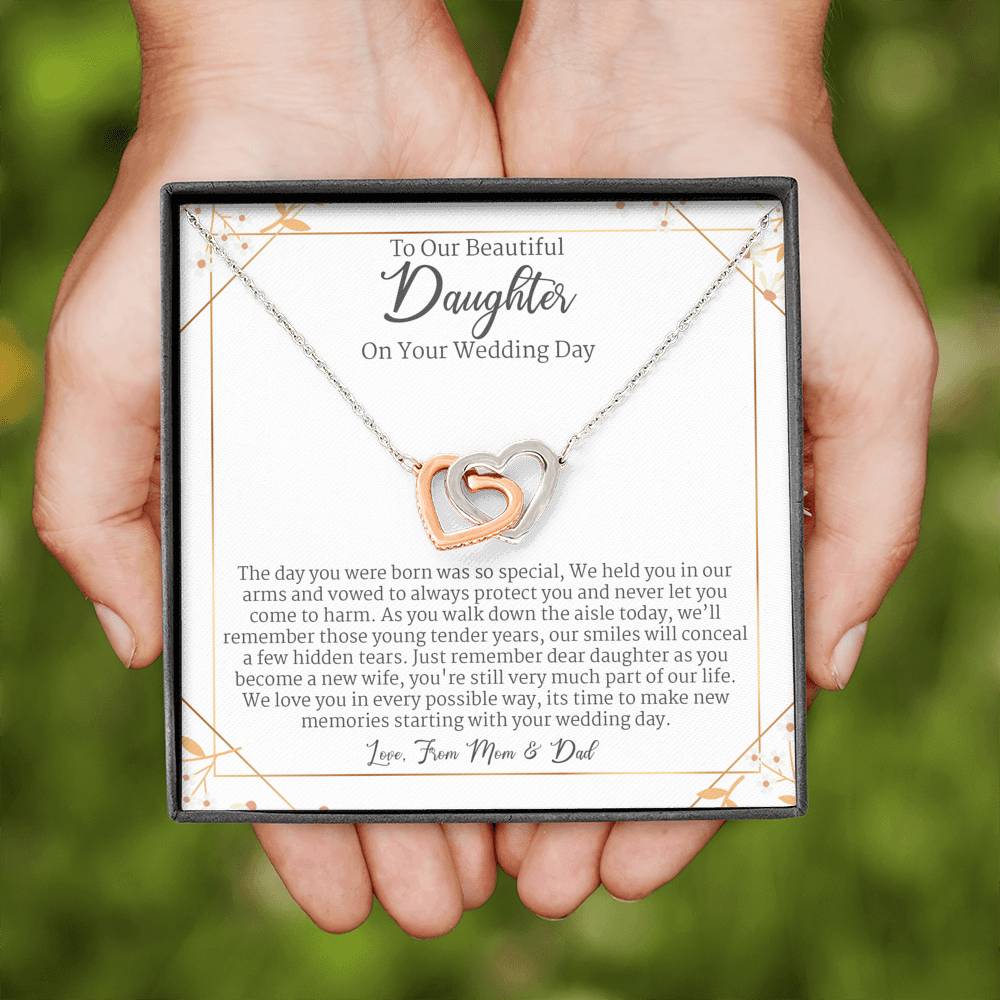 Wedding Gifts from Parents to Daughter, Gifts to Give Your Daughter on Her Wedding Day, Interlocking Heart Necklace