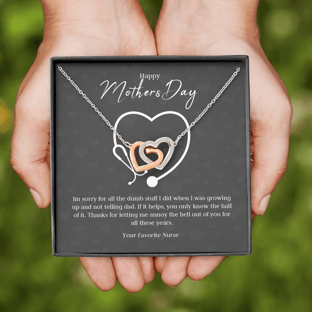 Not Telling Dad Mom Heart Necklace