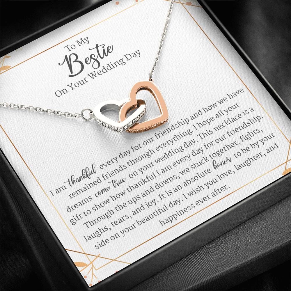 To My Best Friend on Her Wedding Day, Best Friend Wedding Gift to Bride,Interlocking Heart Necklace