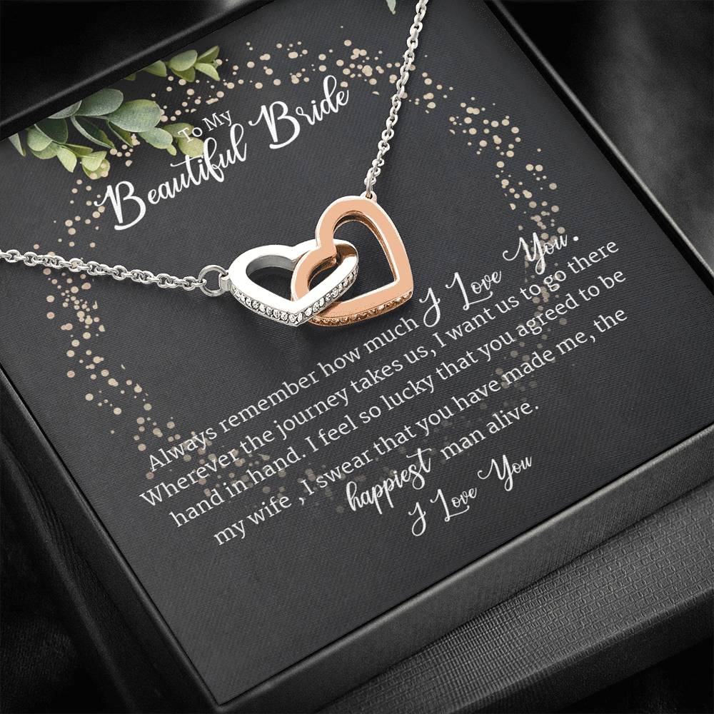 Beautiful Bride From Groom Interlocking Heart Necklace Agreed To Be My Wife