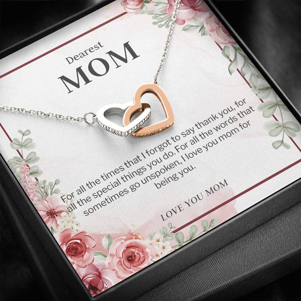 Mom, Words Unspoken. Interlocking Heart Necklace