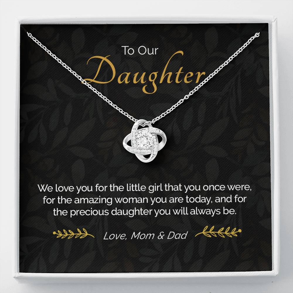 To Our Daughter Love Knot Necklace From Mom and Dad
