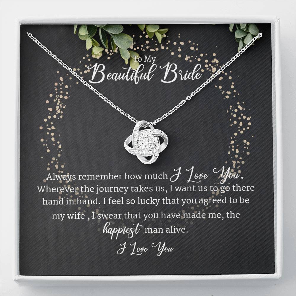 Beautiful Bride From Groom Love Knot Necklace Agreed To Be My Wife