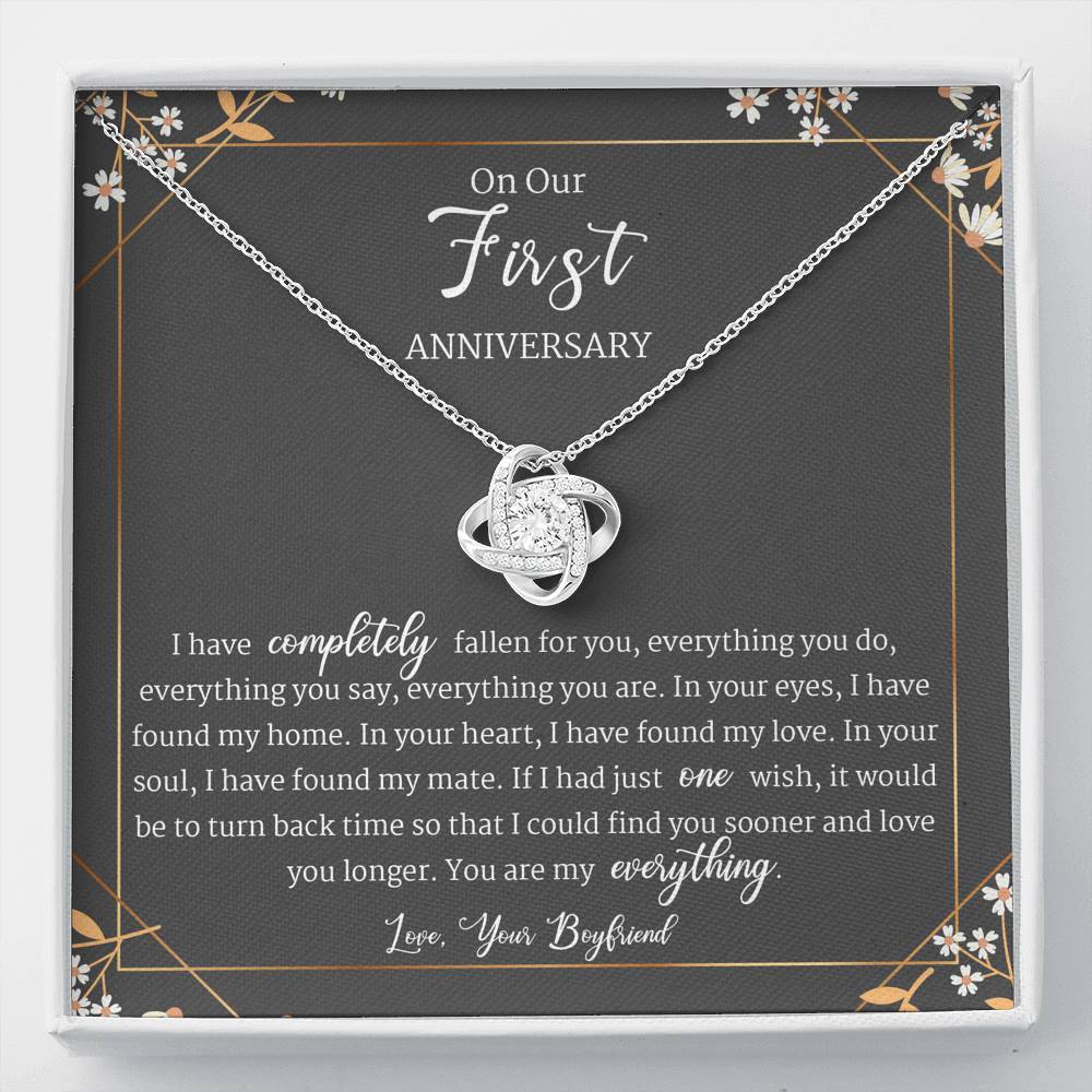 1 Year Anniversary Gift For Girlfriend, First year Anniversary Gift, Love Knot Necklace