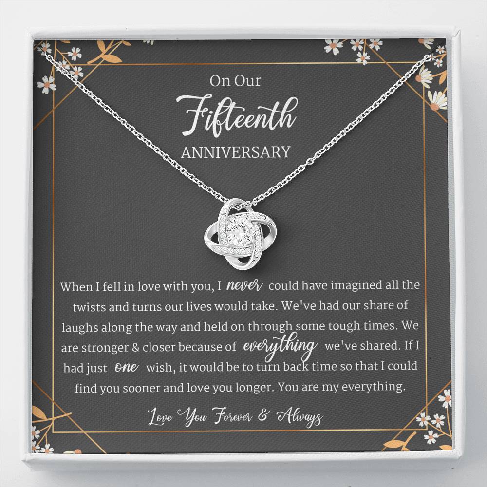 15 Year Anniversary Gift For Wife, Fifteenth Year Anniversary Jewelry, Love Knot Necklace