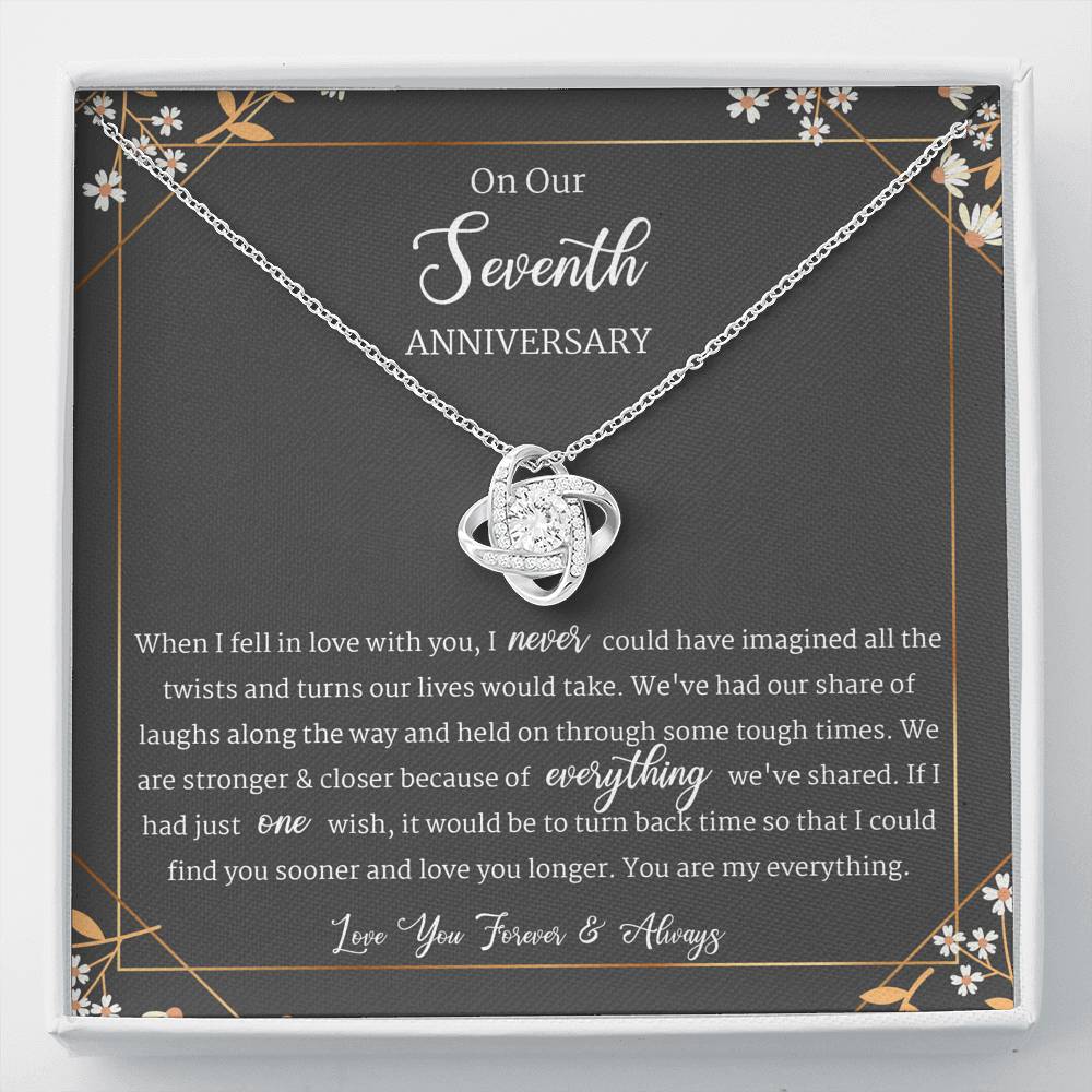 7 Year Anniversary Gift For Wife, Seventh Year Anniversary Jewelry, Love Knot Necklace
