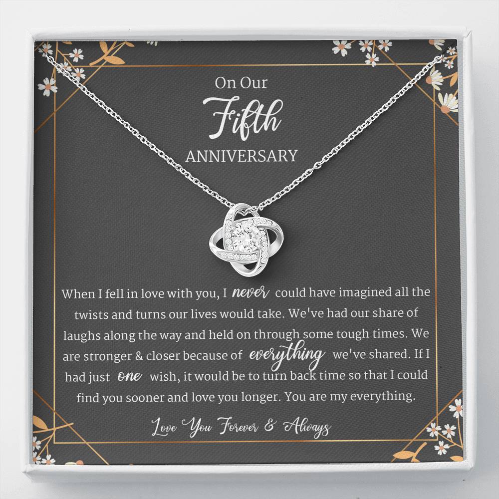 5 Year Anniversary Gift For Girlfriend/Wife, Fifth Year Anniversary Jewelry, Love Knot Necklace