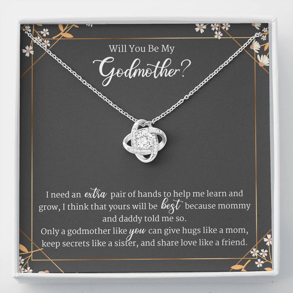 Godmother Proposal Gift Jewelry Box Set + Card, Love Knot Necklace