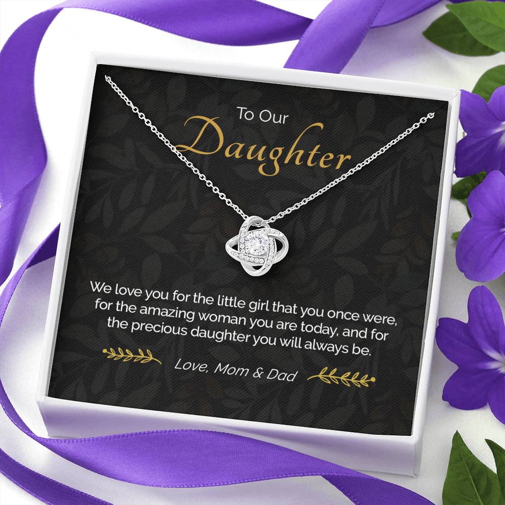 To Our Daughter Love Knot Necklace From Mom and Dad