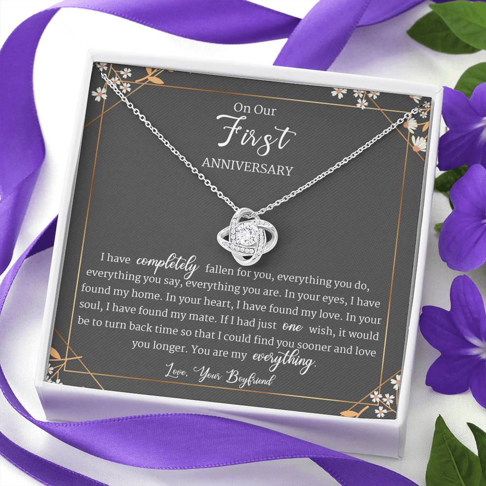 1 Year Anniversary Gift For Girlfriend, First year Anniversary Gift, Love Knot Necklace