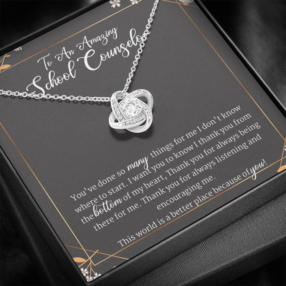 School Counselor Gift, Guidance Counselor Appreciation Gifts Love Knot Necklace