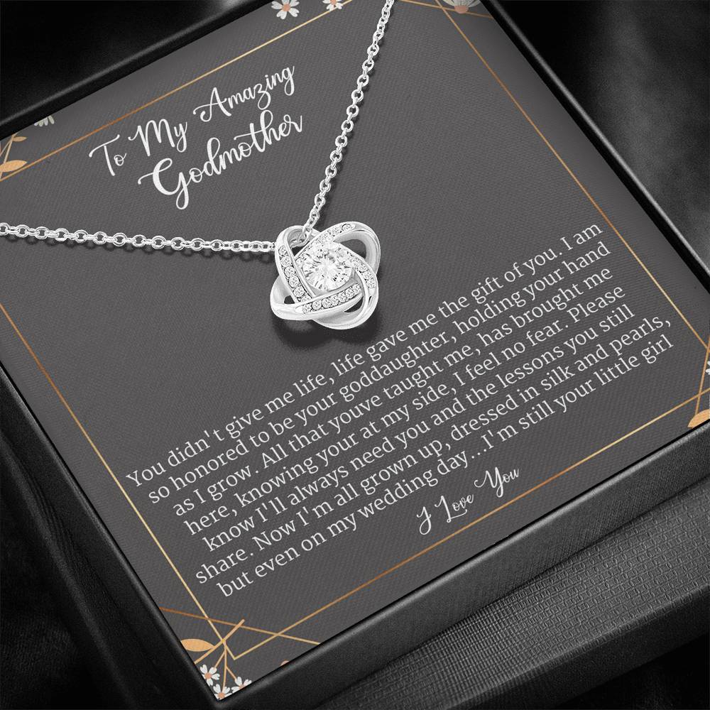 Godmother Gift From Bride Goddaughter On Wedding Day, Love Knot Necklace