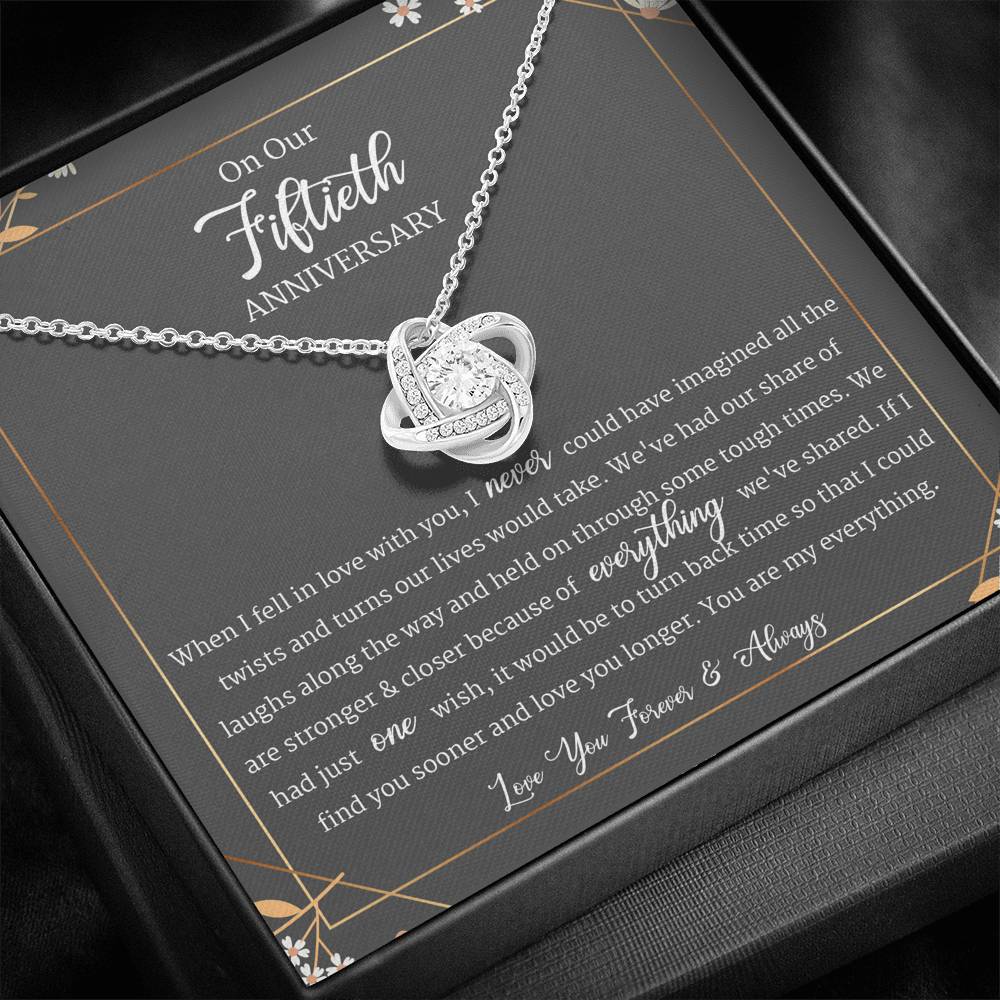 50 Year Anniversary Gift For Wife, Fiftieth FifthYear Anniversary Jewelry, Love Knot Necklace