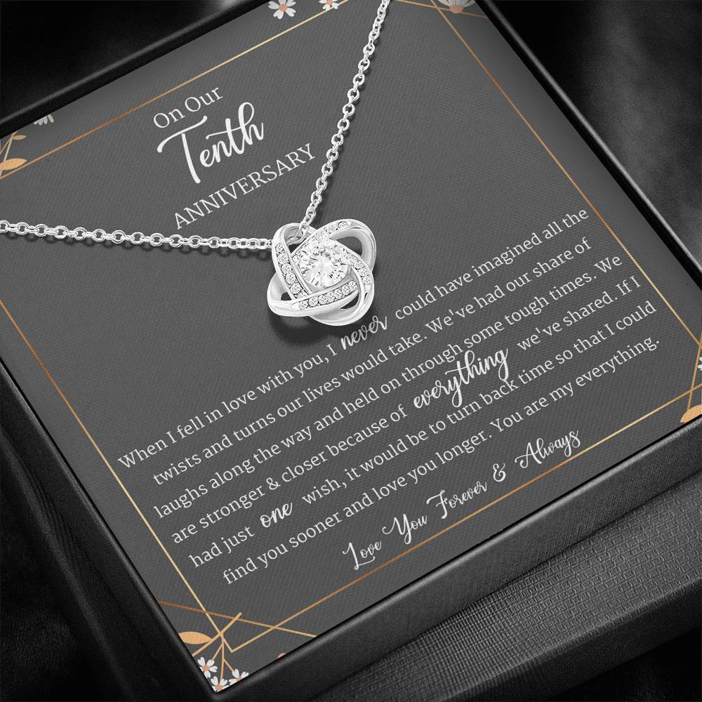 10 Year Anniversary Gift For Wife, Tenth Year Anniversary Jewelry, Love Knot Necklace