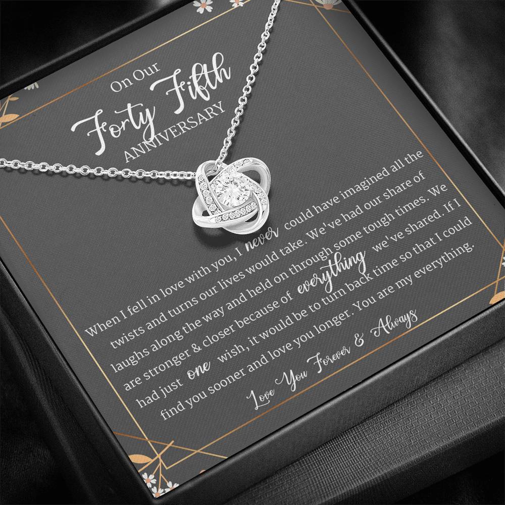 45 Year Anniversary Gift For Wife, Forty Fifth Year Anniversary Jewelry, Love Knot Necklace