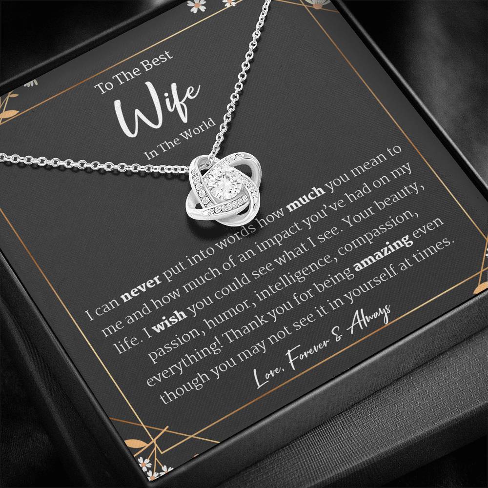 To My Beautiful Wife Necklace Alluring Cubic Zirconia Pendant Necklace, Gift for Wife Birthday, Anniversary Gift, Message Card Jewelry Gifts