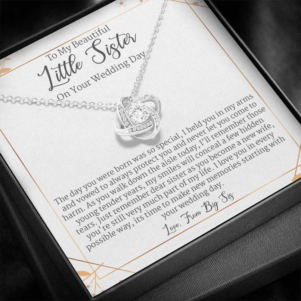 To My Sister On Her Wedding Day, Sister Wedding Gift From Big Sis, Love Knot Necklace