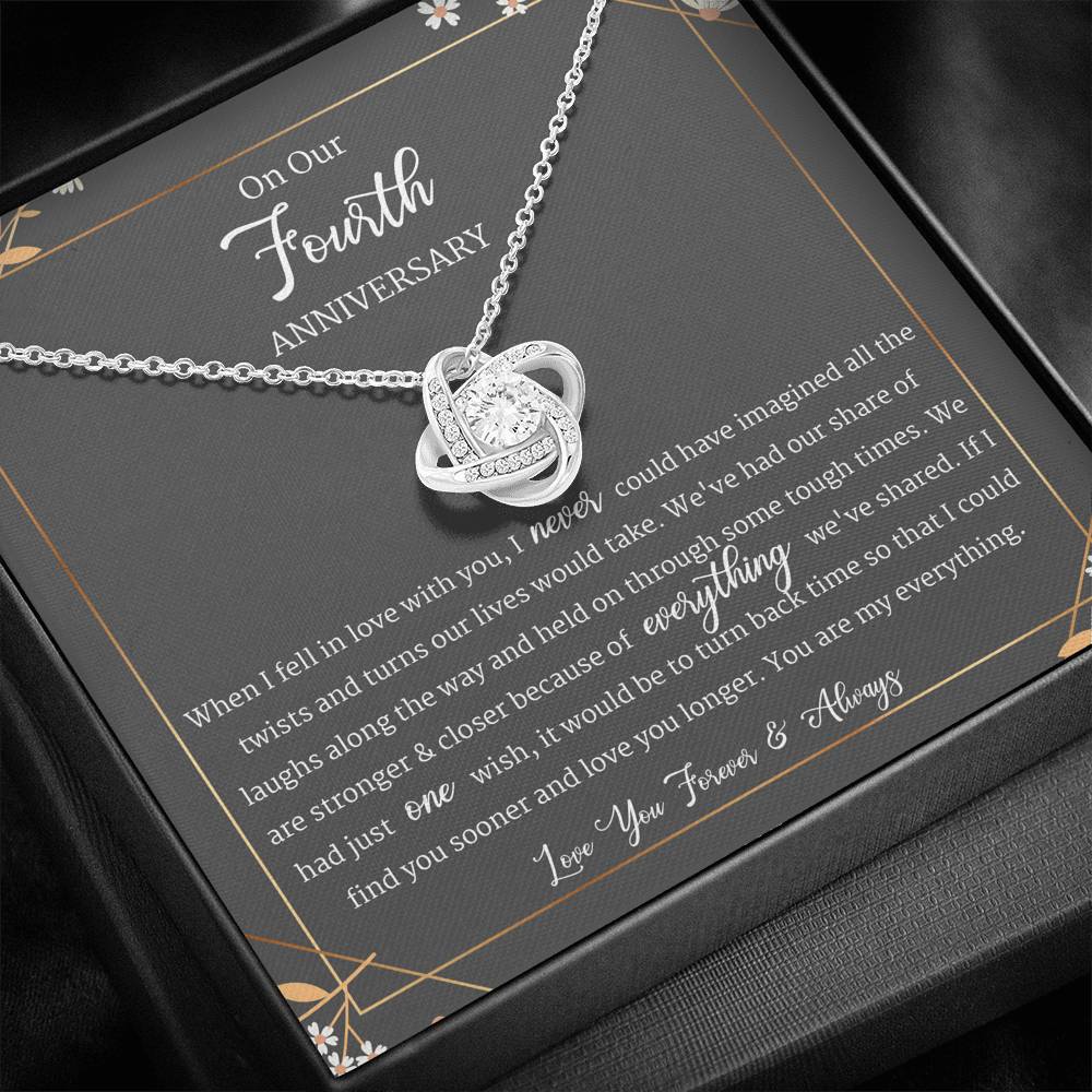 4 Year Anniversary Gift For Girlfriend/Wife, Fourth Year Anniversary Jewelry, Love Knot Necklace