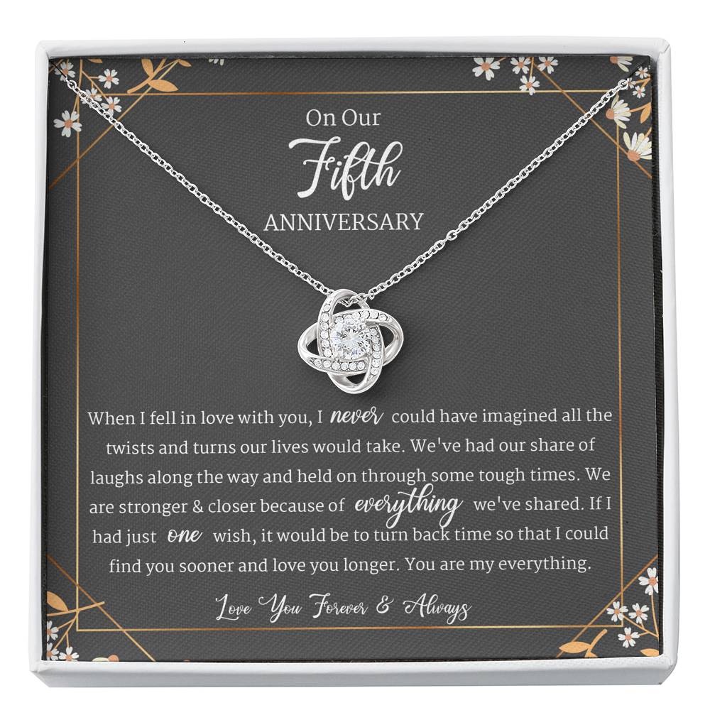 5 Year Anniversary Gift For Girlfriend/Wife, Fifth Year Anniversary Jewelry, Love Knot Necklace