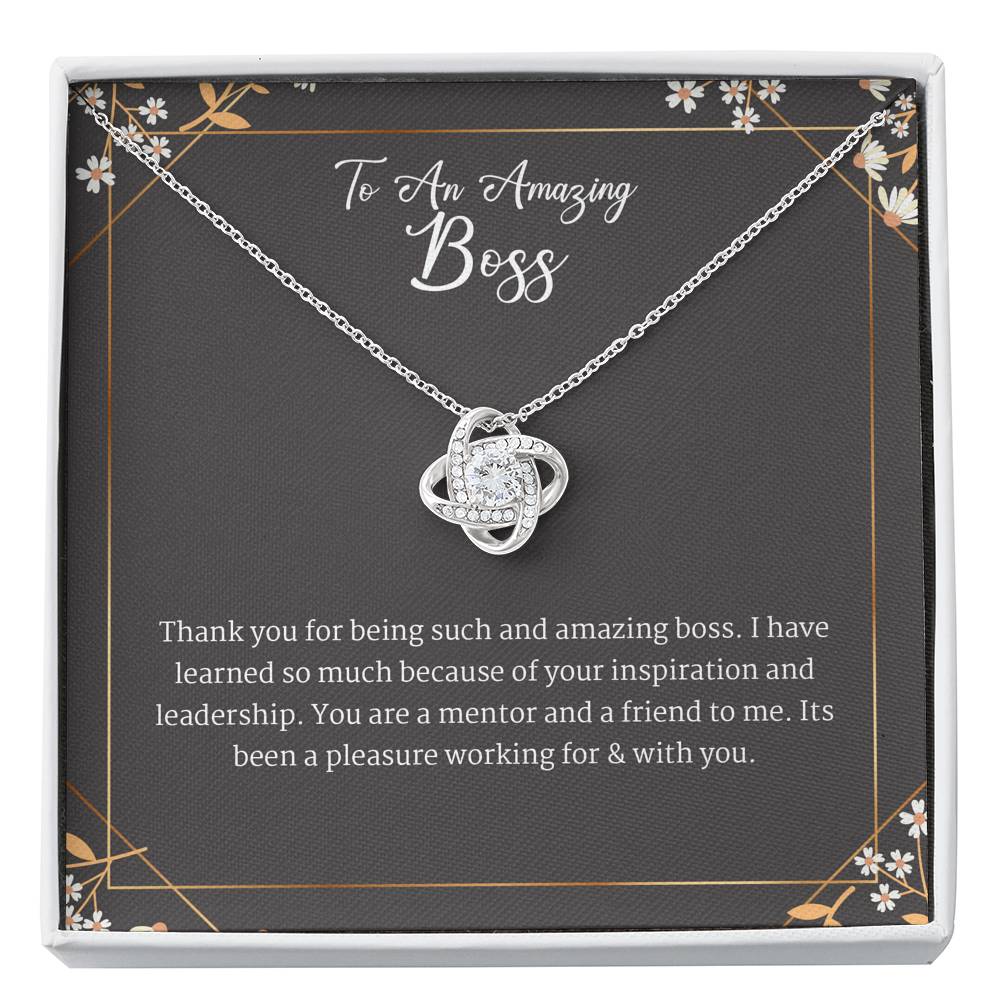 Gifts for Boss Female/Girl/lady Gift & Box Set, Boss Leaving Gift Love Knot Necklace