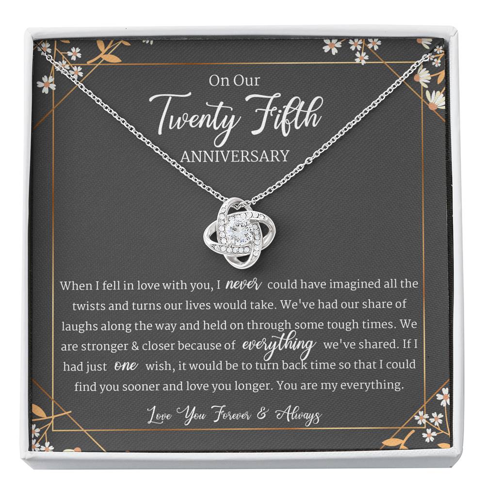 25 Year Anniversary Gift For Wife, Twenty Fifth Year Anniversary Jewelry, Love Knot Necklace
