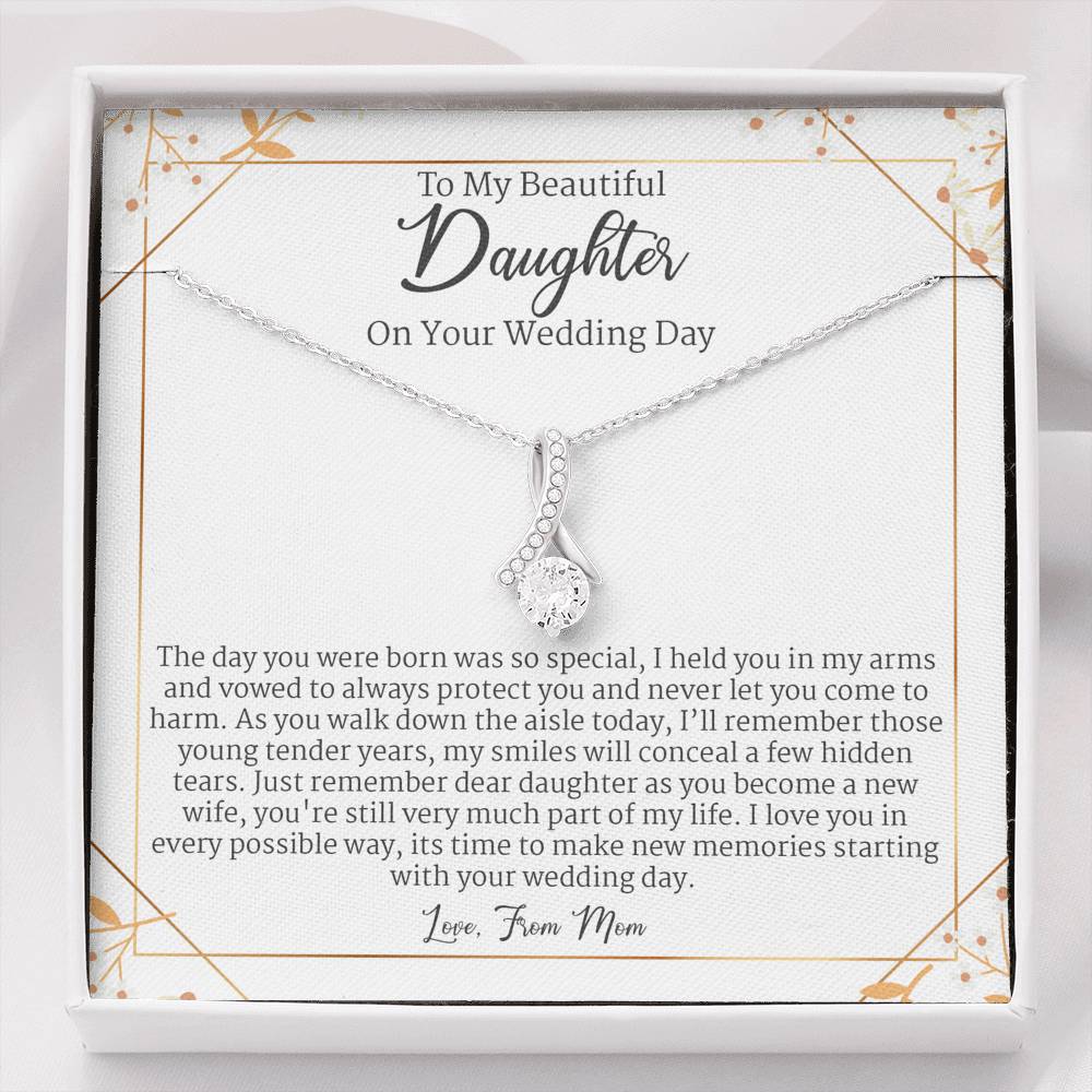 Daughter Wedding Gift From Mom, Mother To Daughter Wedding Day Necklace Gift, Love Knot Necklace