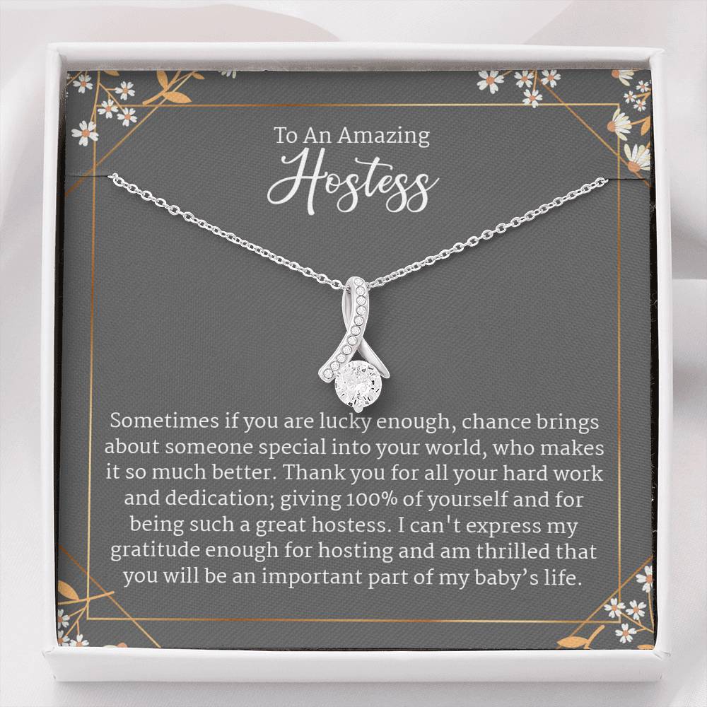 Thank You Gift For Baby Shower Hostess, Heartfelt Message For Baby Shower hostess Necklace