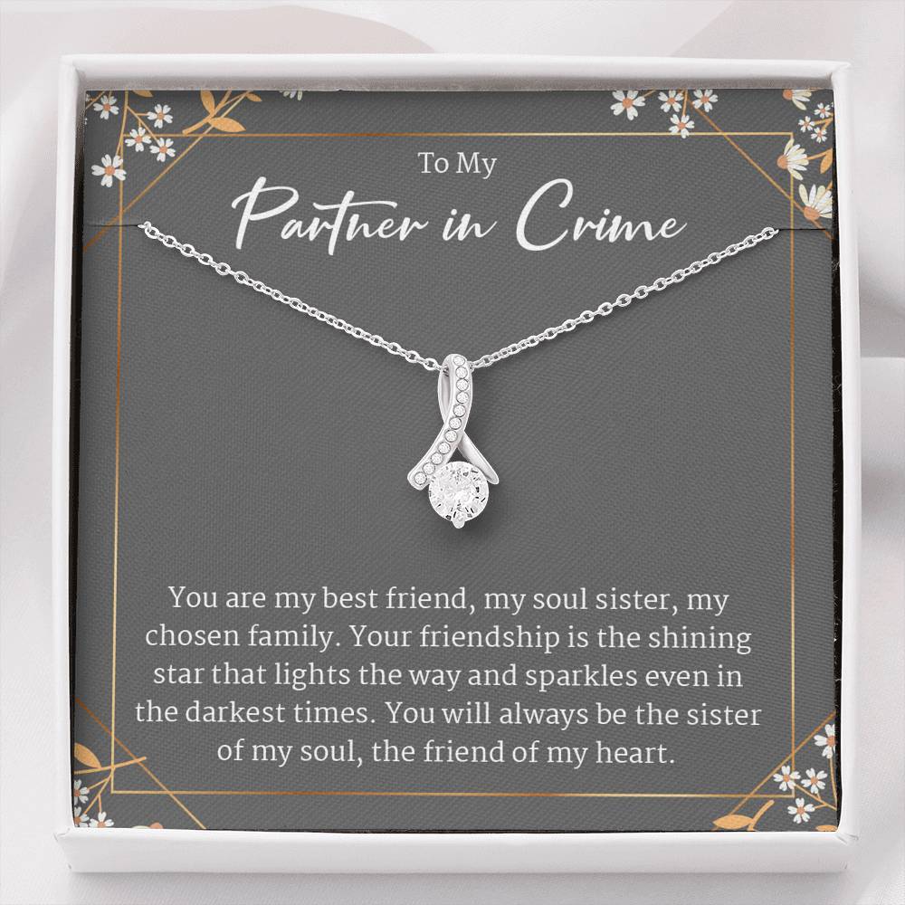 To My Partner In Crime Gift, Best Friend Gifts - Friendship Interlocking Hearts Necklace, Gifts for Best Friend, Gift for Her, BFF Necklace