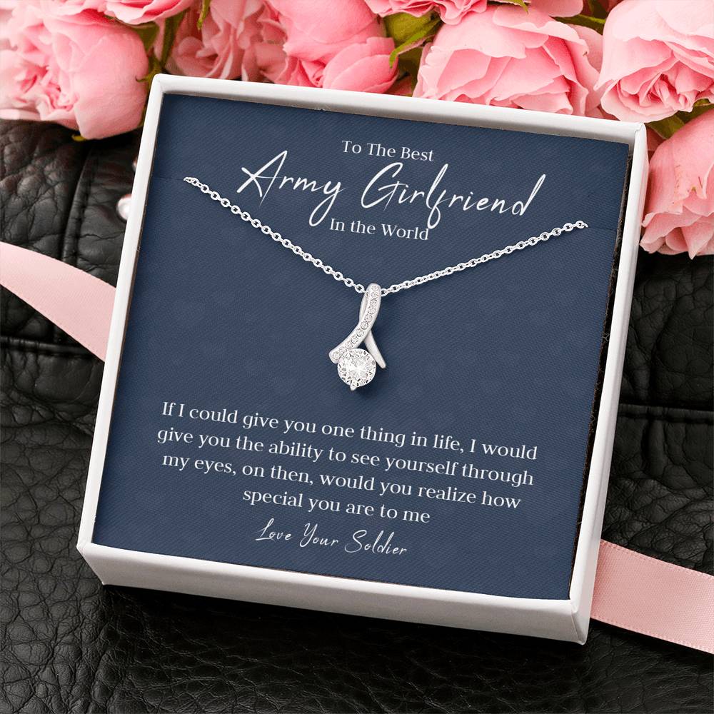 Army Girlfriend Gift, Military Girlfriend Modern Necklace Gift, Romantic Sentimental Jewelry Gift For Girlfriend From Boyfriend.