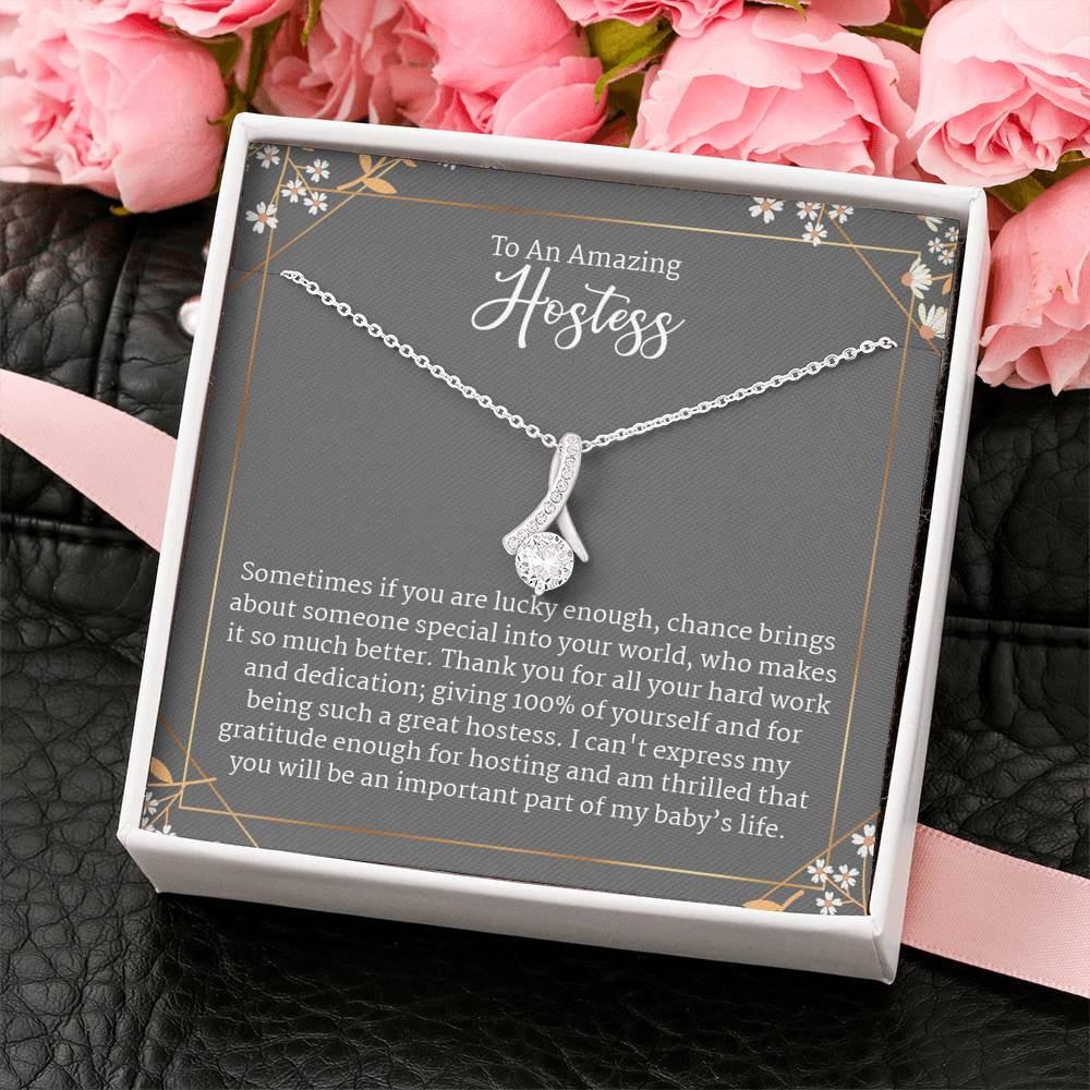 Thank You Gift For Baby Shower Hostess, Heartfelt Message For Baby Shower hostess Necklace