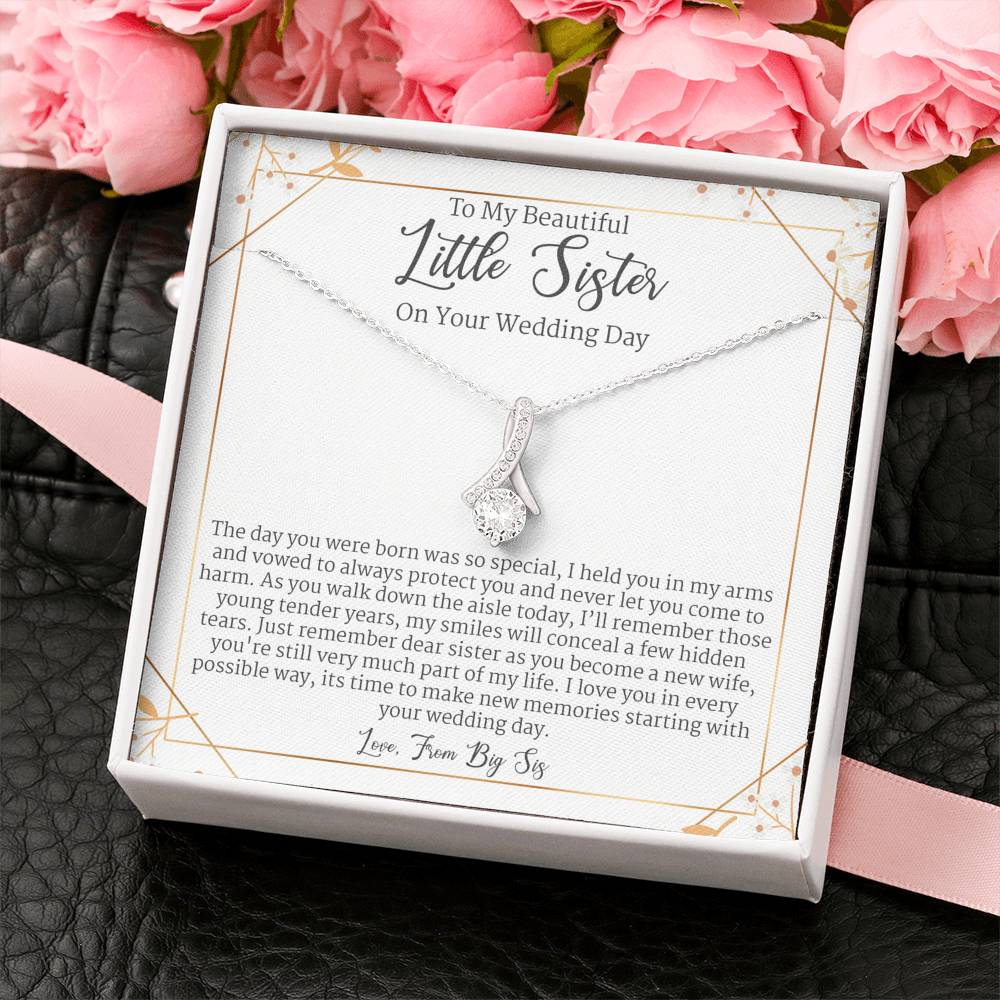 Sister on Wedding Day Necklace, Wedding Gift for Sister From Big Sis, Alluring Beauty Necklace