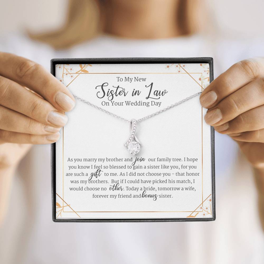 To My Sister in Law on Wedding Day, Sister in Law Wedding Gift, Alluring Beauty Necklace