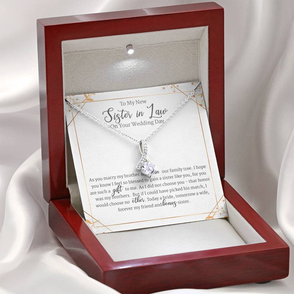 To My Sister in Law on Wedding Day, Sister in Law Wedding Gift, Alluring Beauty Necklace