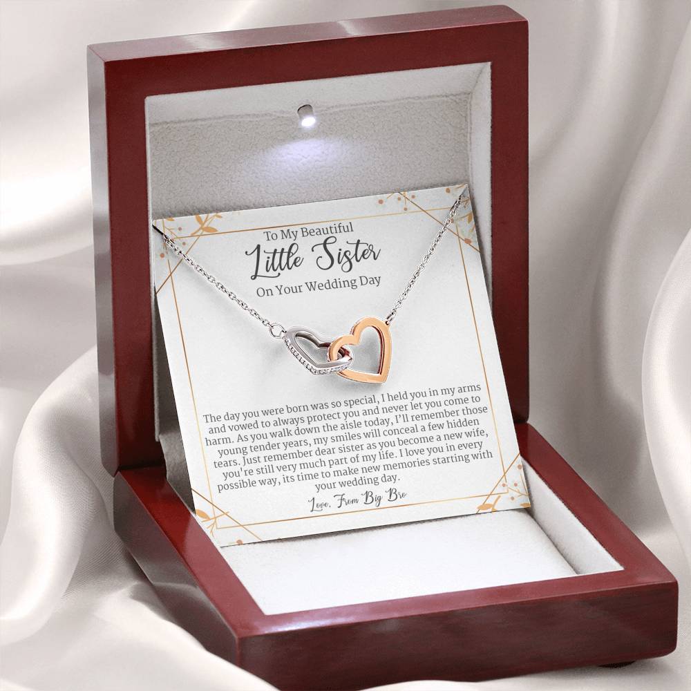Sister Wedding Gift from Brother, Big Brother to Little Sister Gifts Interlocking Heart Necklace